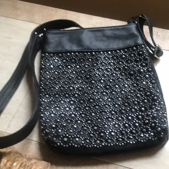 black beaded crossbody bag